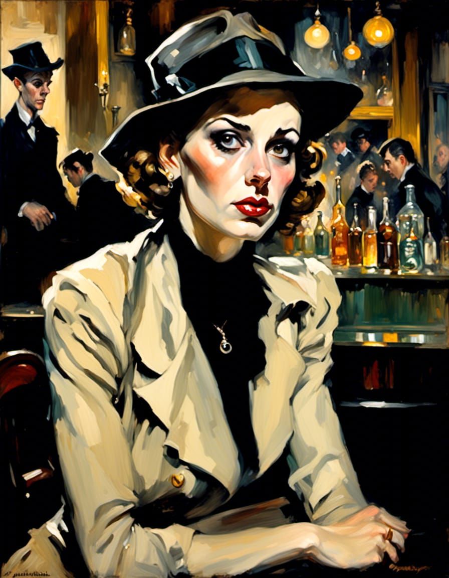 Noir Detective Portrait in Chiaroscuro Style