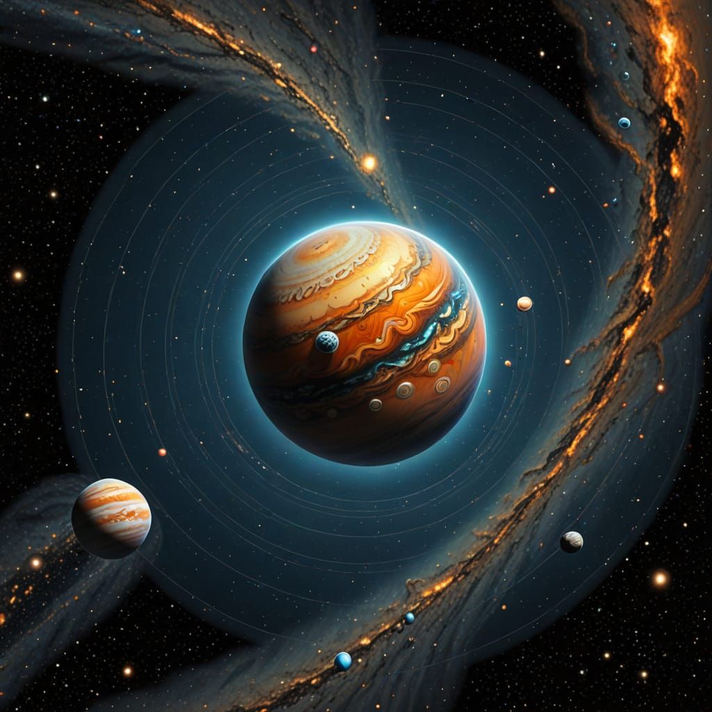 Gas Giant's Core: Cosmic Fishing Scene