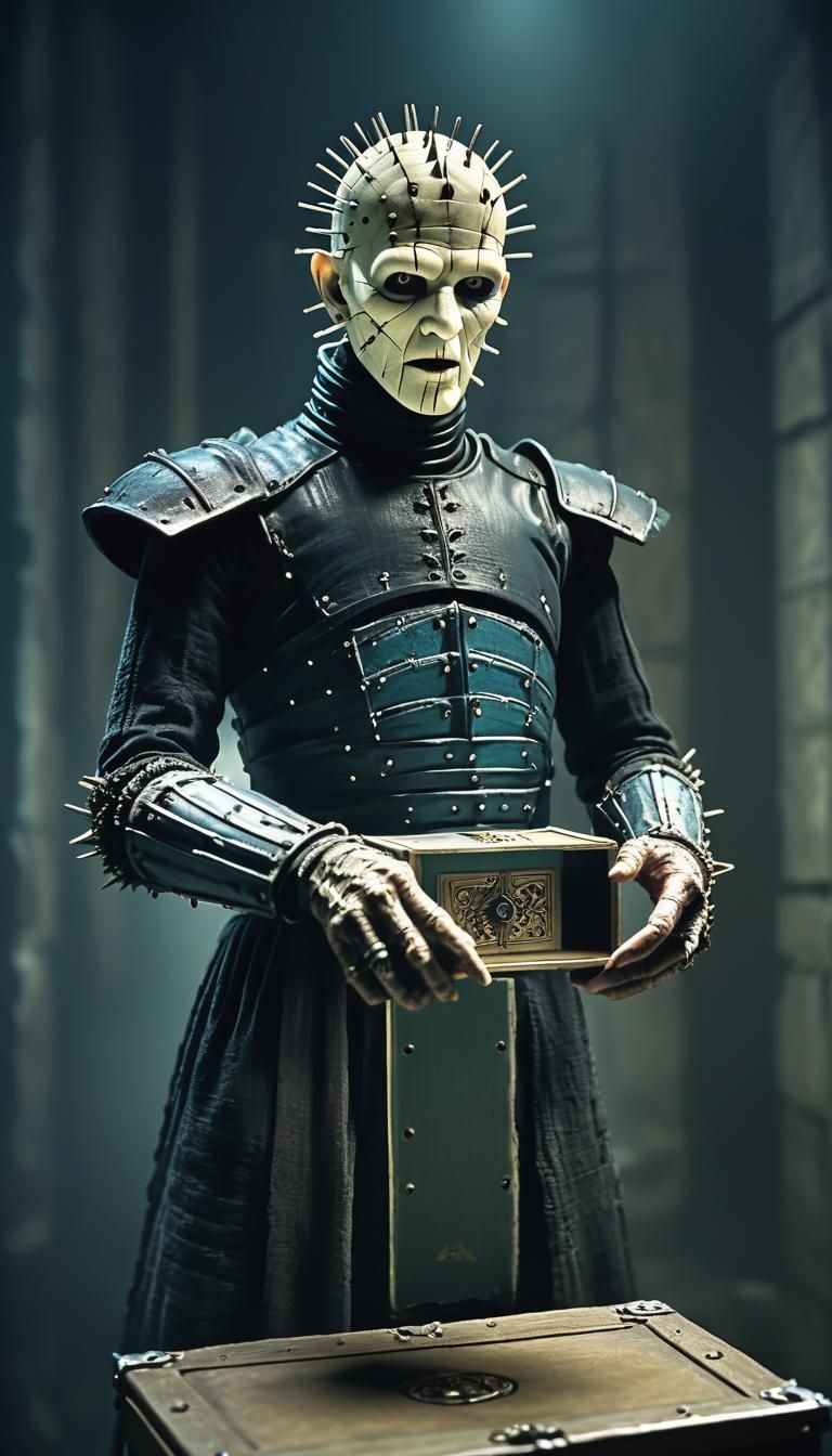 pinhead movie character holding pandora’s box