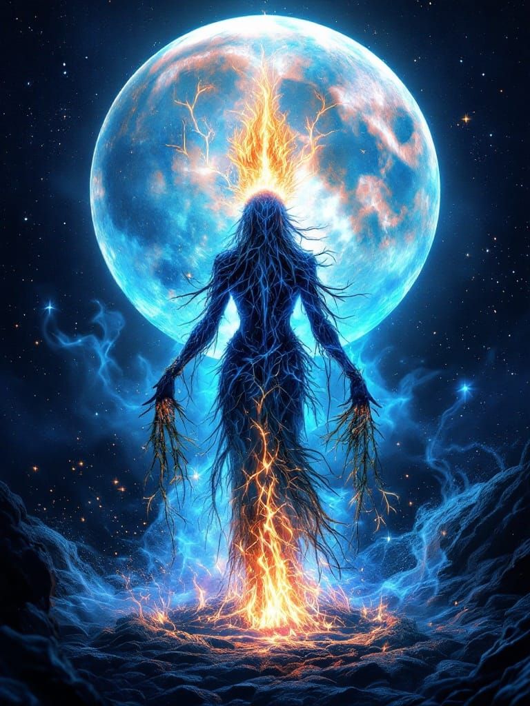 Surreal Goddess Embodies Ancient Magic in a Fiery Ritual