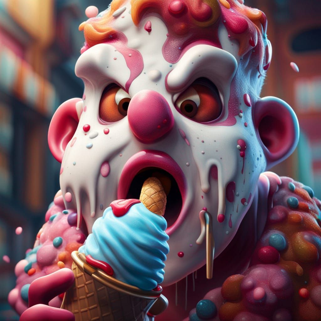 Whimsical Ice Cream Character with Detailed Design