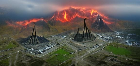 Mordor-Inspired Dark Fantasy Landscape