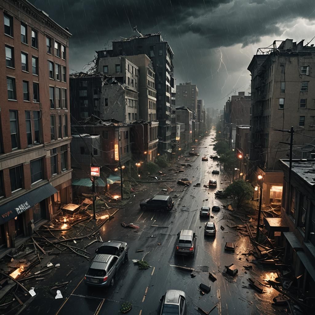 Gritty Urban Stormscape in Cinematic Style