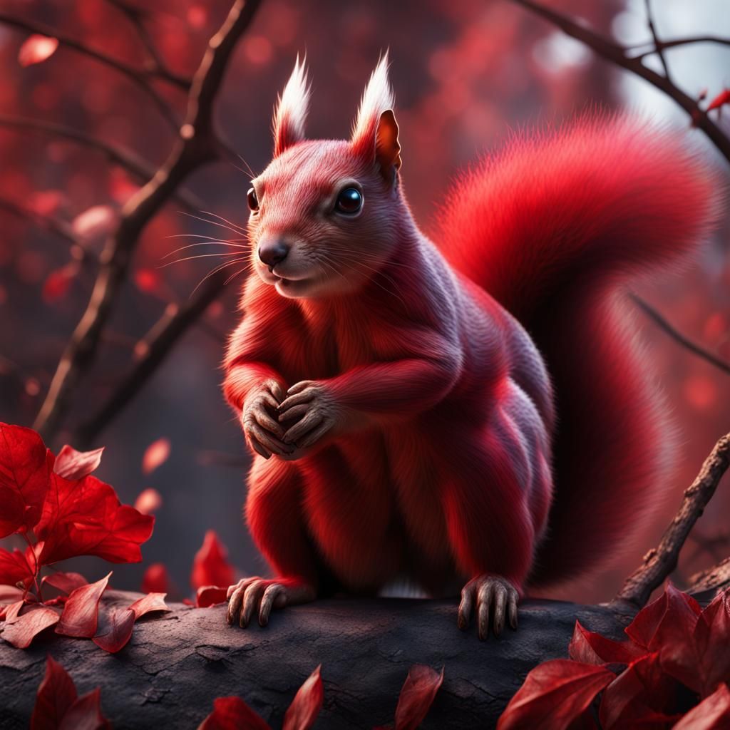 Hyperrealistic Scarlet Witch Squirrel: Detailed Matte Painti...