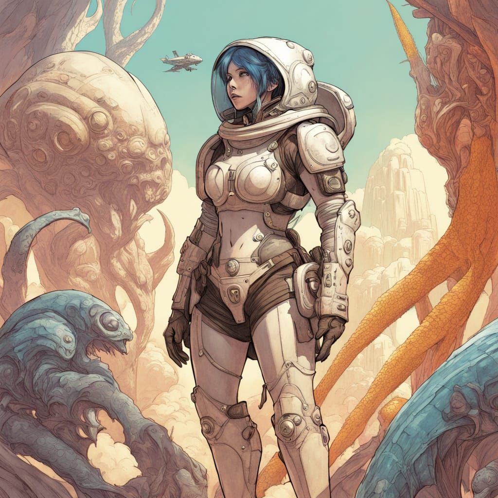 Heroic Space Soldier Battles Alien Tentacles