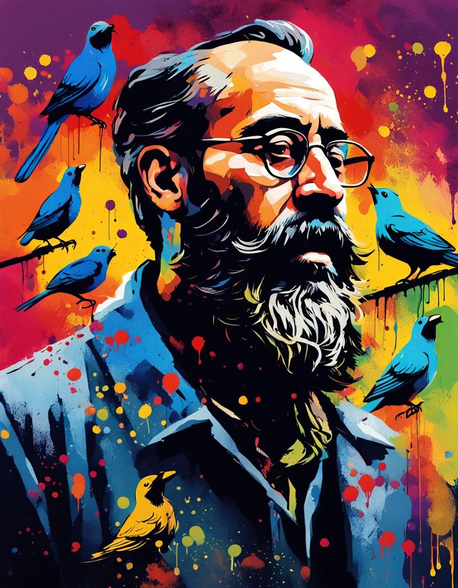 Whimsical Sepia Portrait with Birds and Mice