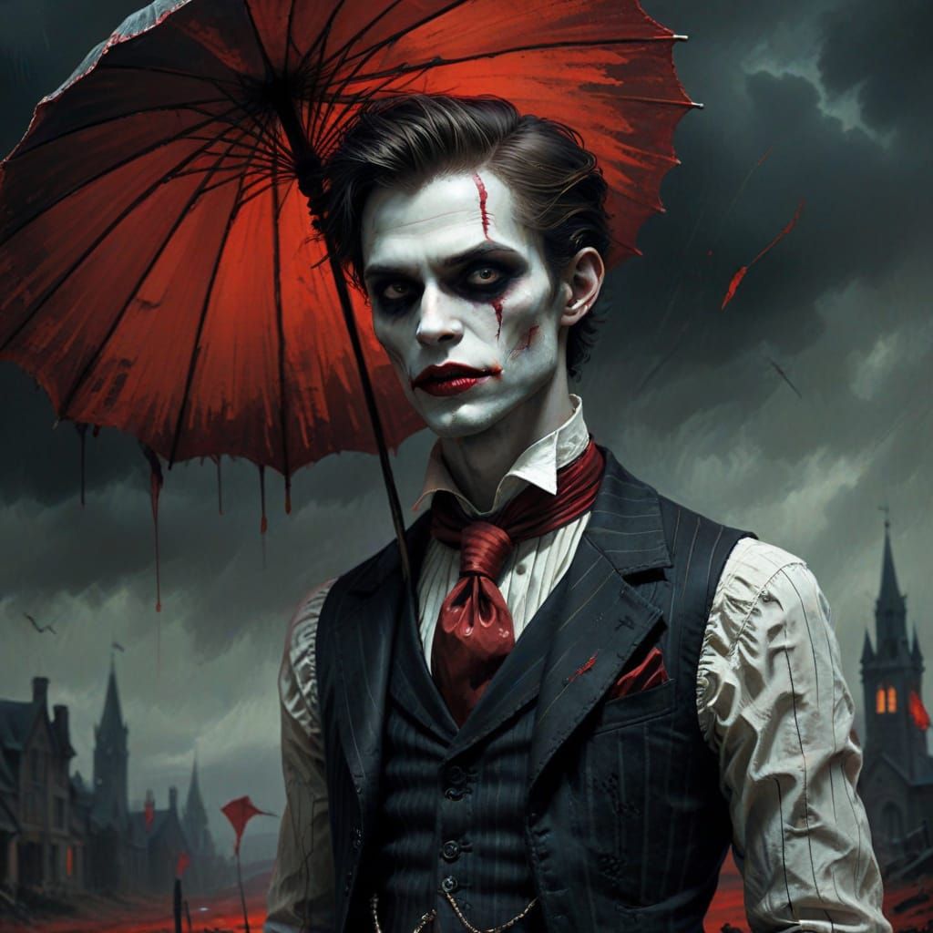 Ethereal Vampire in Crimson Waistcoat