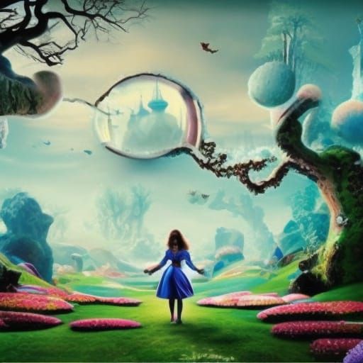Surreal Alice in Wonderland Landscape