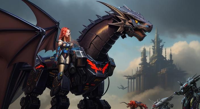 Mechanical Dragon with Intricate Cybernetic Details