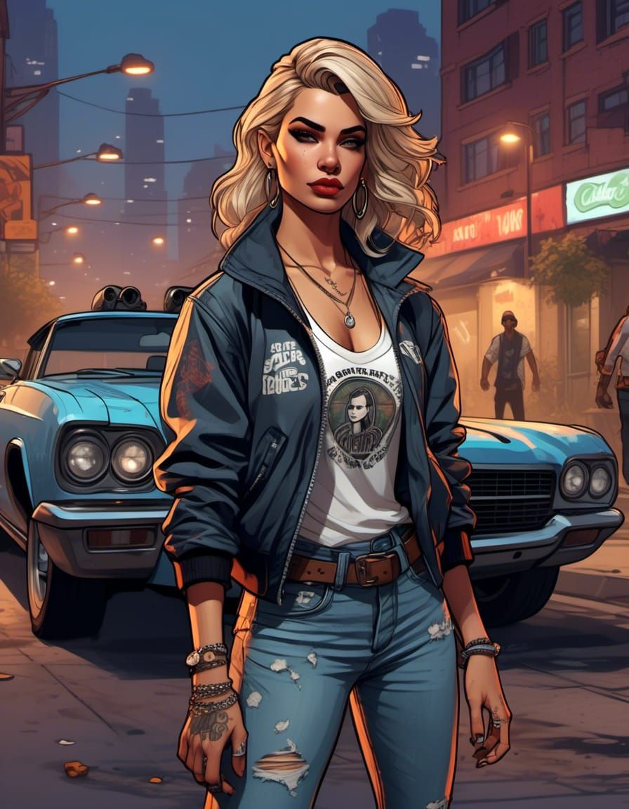 Cinderella as a Gangster in GTA Art Style