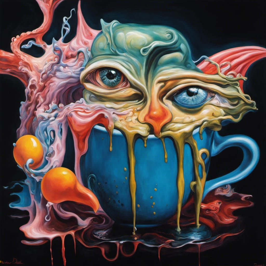 Surreal Monster Mug Inspired by Dali and Giger