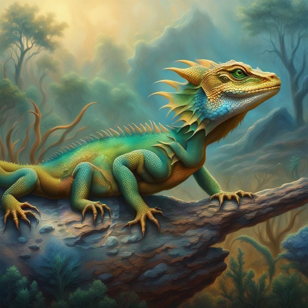 Dragon Lizard in Australian Outback: Ethereal Fantasy