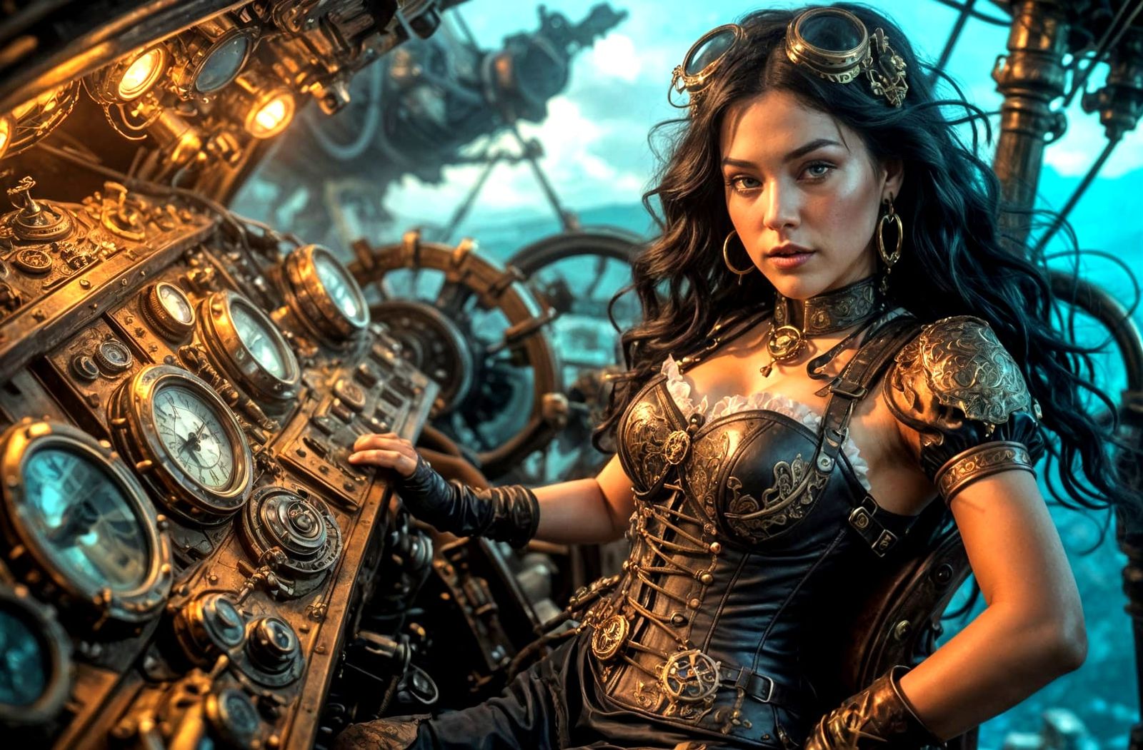 Steampunk airship navigator ....