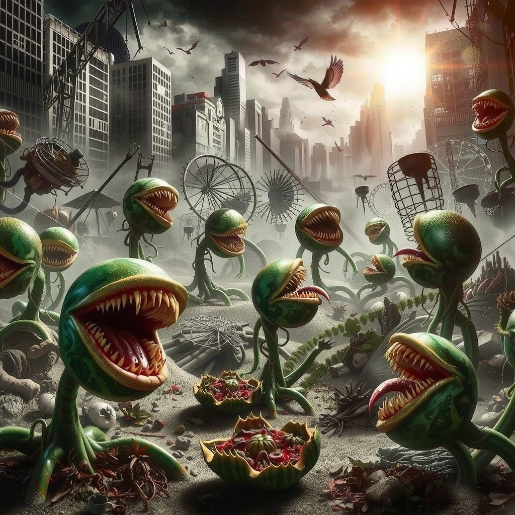 Apocalyptic Cannibal Plants in Gothic Art Style