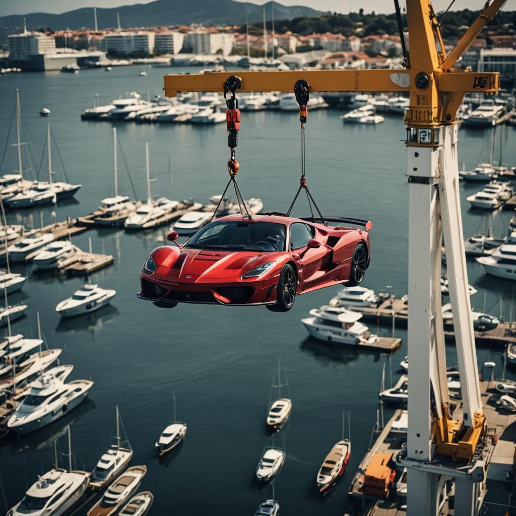 Ferrari F50 GT Harbor Crane Shot in Cinematic Style