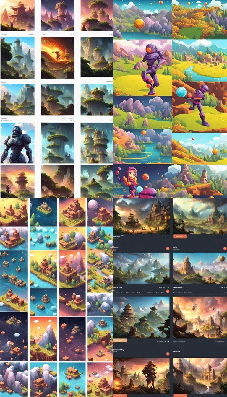 Four Distinct AI Game Concepts in Vibrant, Engaging Styles