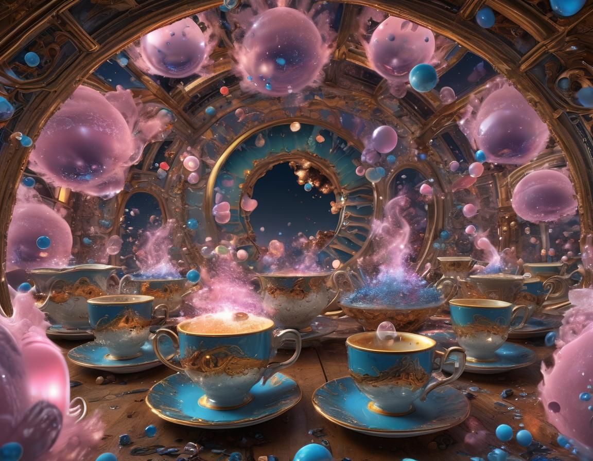 Exploding Surreal Cosmic Bubbles and Teacups