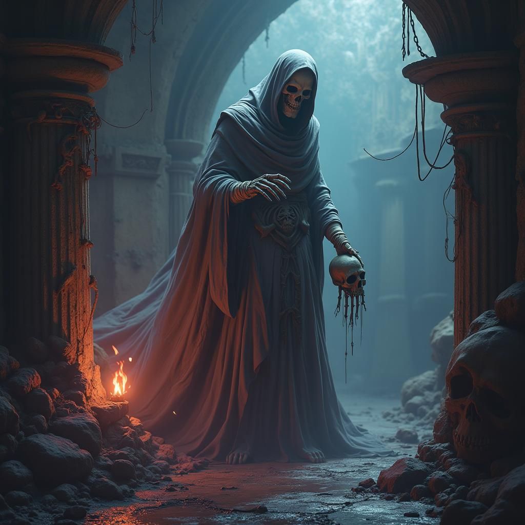 Eerie Skeleton in Mystical High-Fantasy Realm