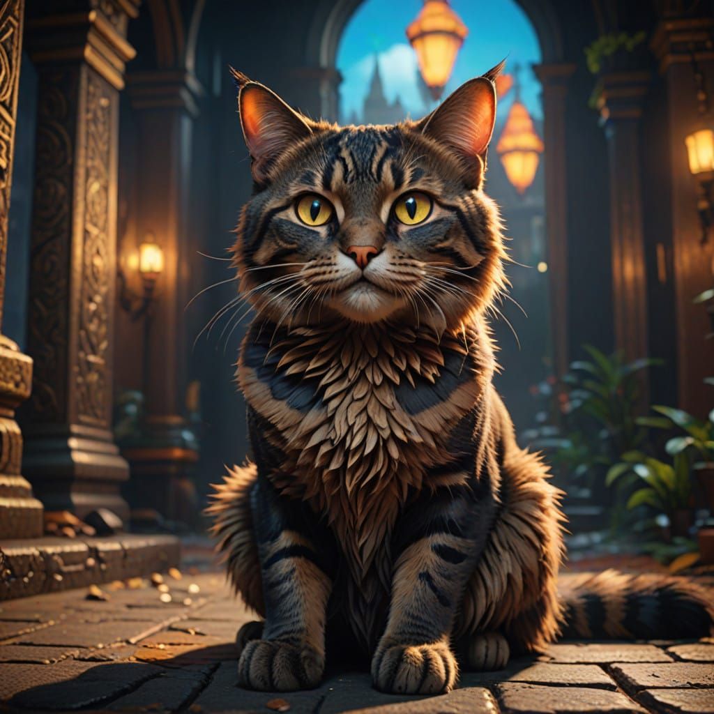 Regal Feline Enigma Unveiled in High-Contrast Splendor
