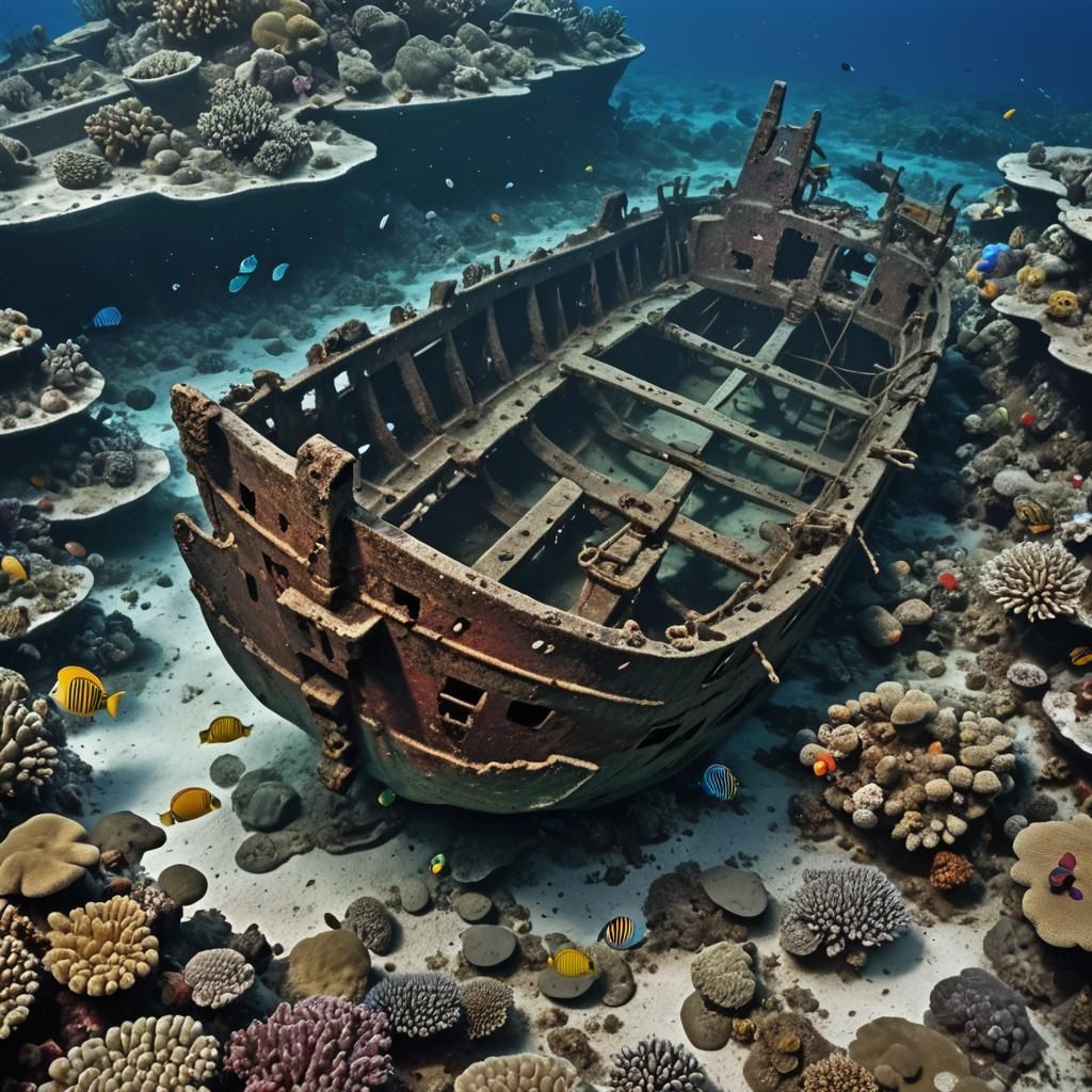 Sunken Dutch Shipwreck: Indian Ocean Coral Reef