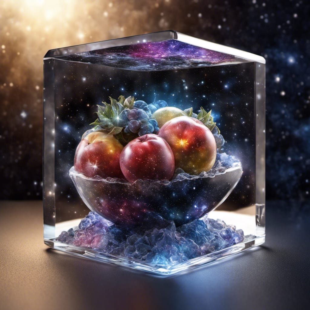 Cosmic Fruit Bowl in Glass Cube
