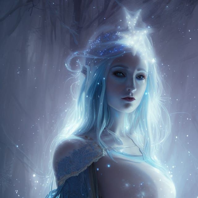 Gothic Elven Maiden Portrait with Stars