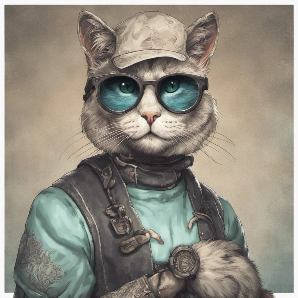 Gamer with Cats: Hyperrealistic Portrait