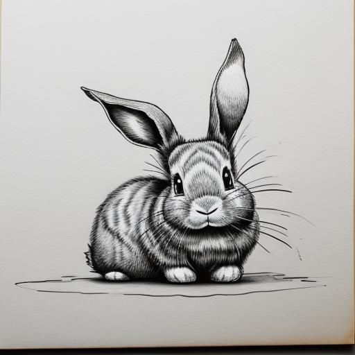 Scribbly Ink Drawing of a Rabbit