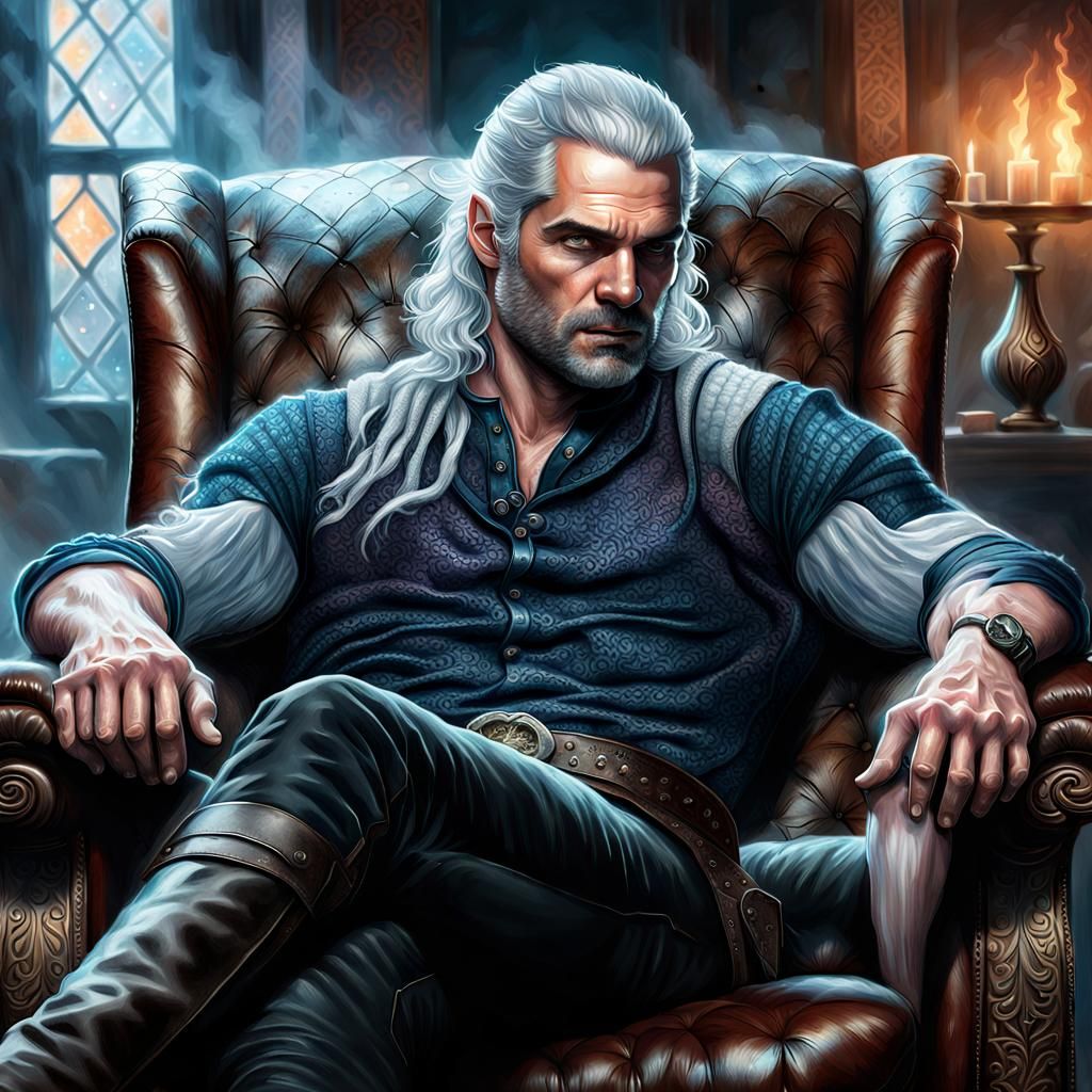 Geralt of Rivia in Ethereal Fantasy Style