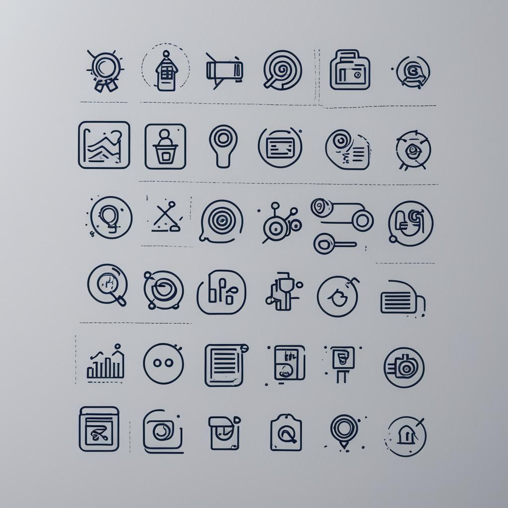 Minimalist Line Icons for Digital Marketing Concepts