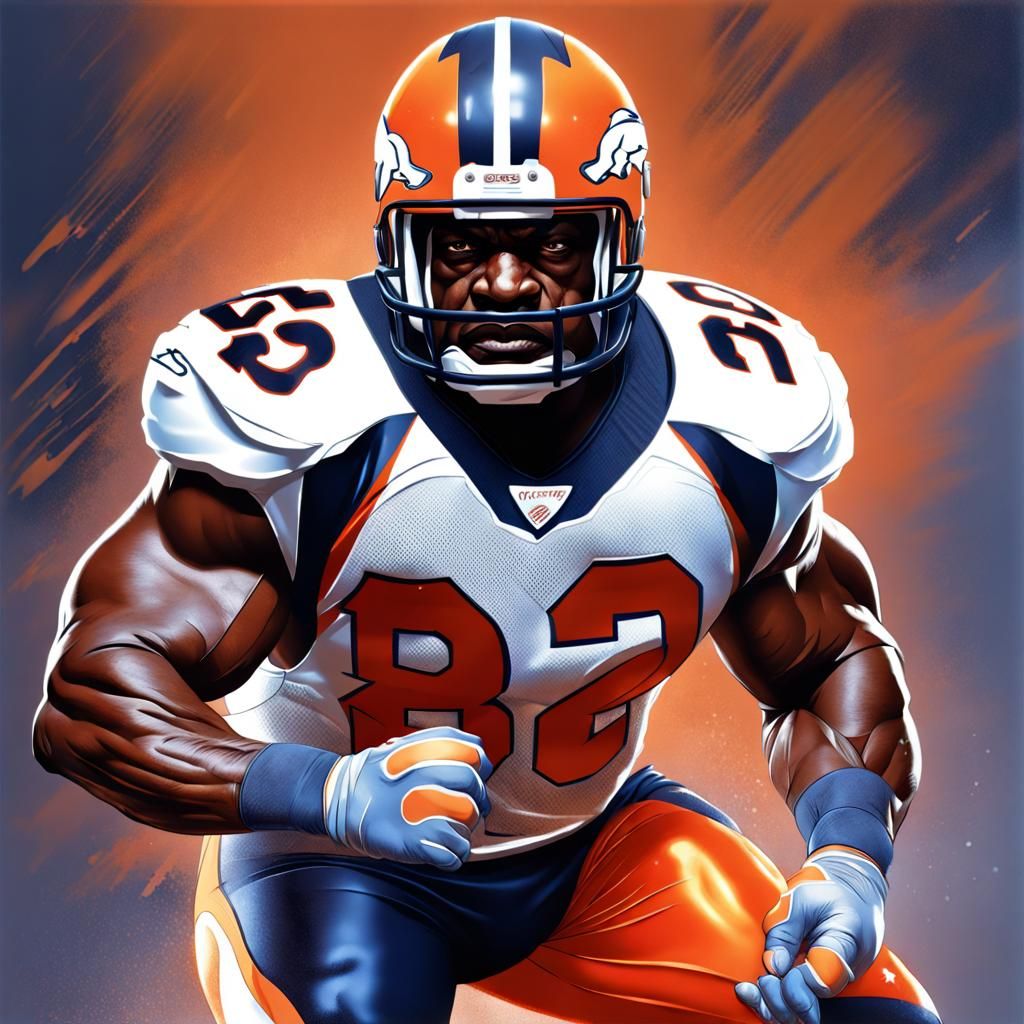 Ronnie Coleman as Denver Bronco Hyperrealistic Splash Art