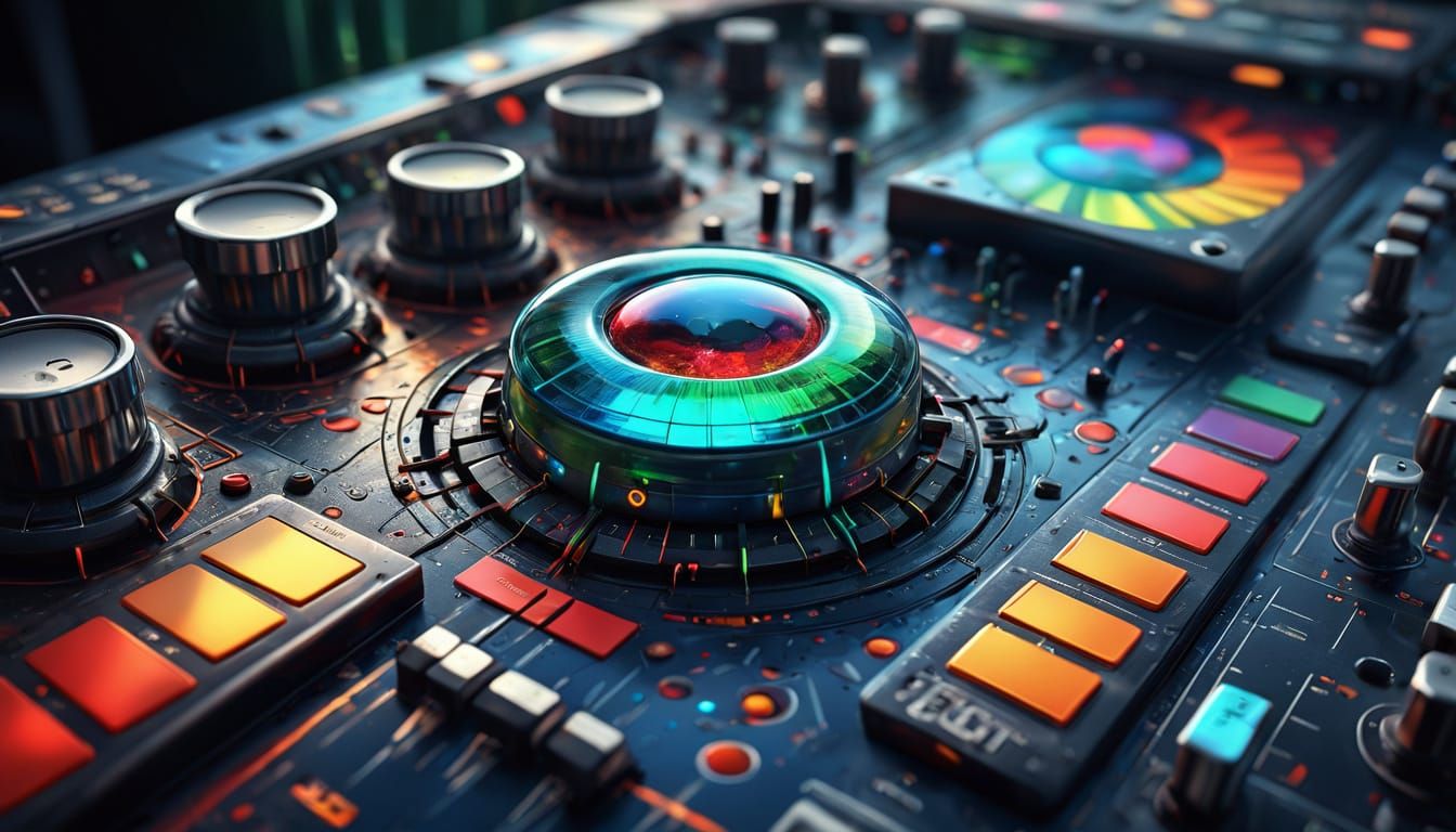 Dramatic Hyper Realistic Space Scene with Red Warning Button