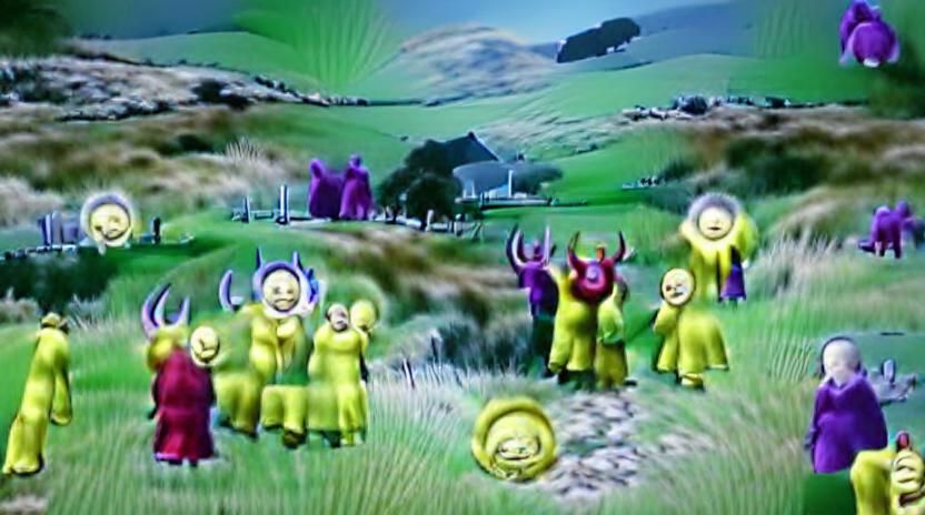 Demonic Teletubbies: A Chilling AI Art Nightmare