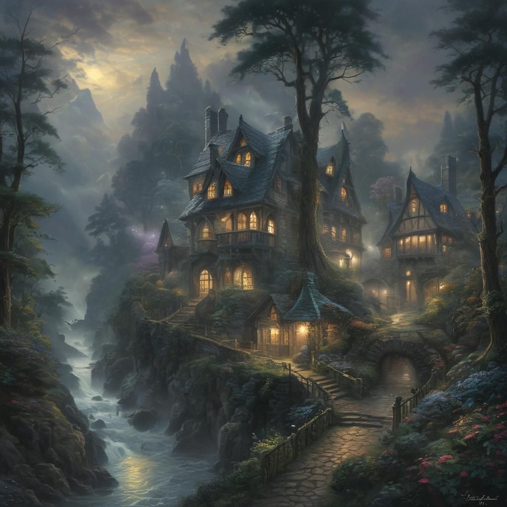 Ethereal Grimdark Fantasy Scene in Hyperdetail