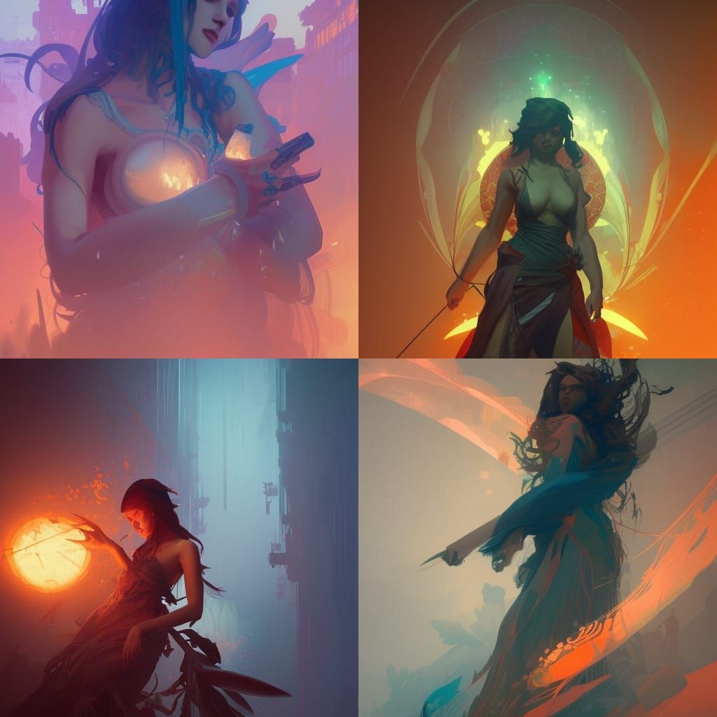 Dynamic Concept Art in Orange and Teal