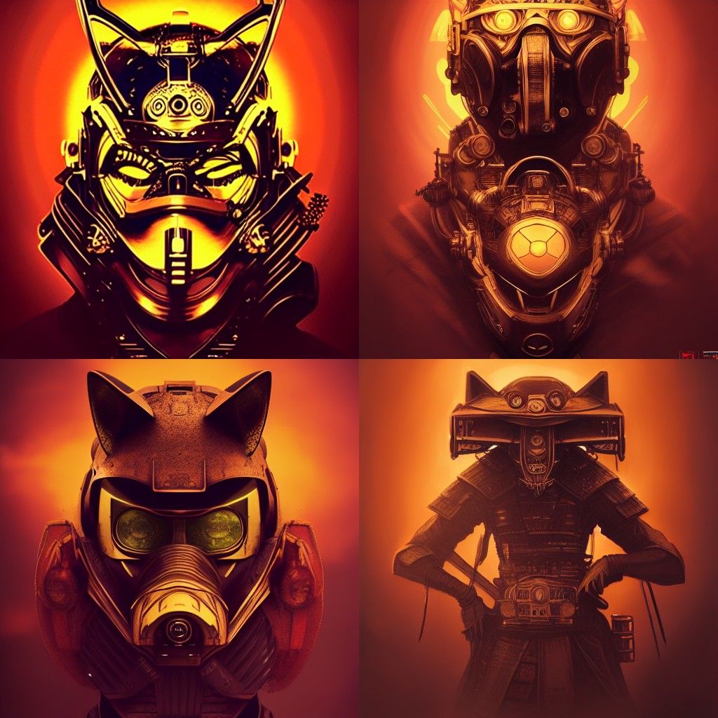 Fox Mempo Mask Samurai in Steampunk Style