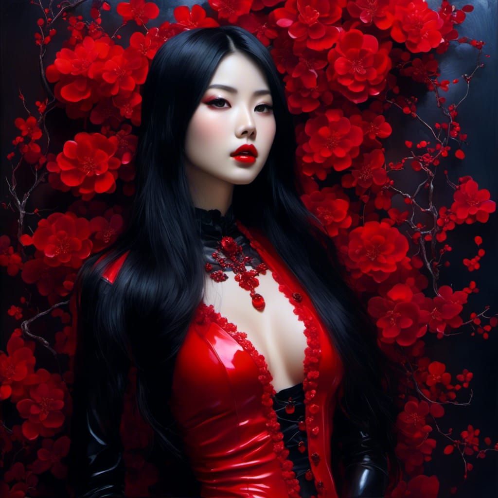 Hyperreal Portrait of a Gothic Japanese Beauty