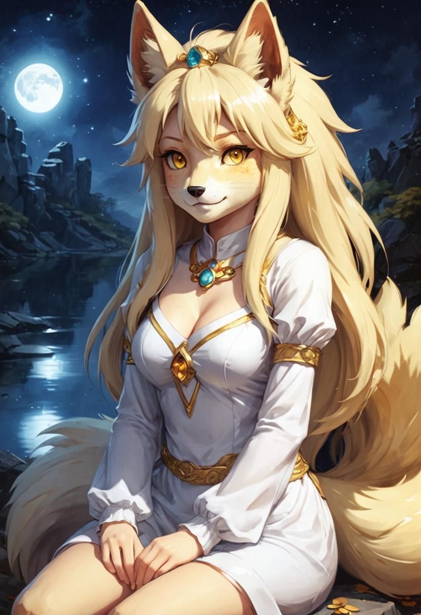 Anime Portrait of a Mythical Ninetales Pokemon