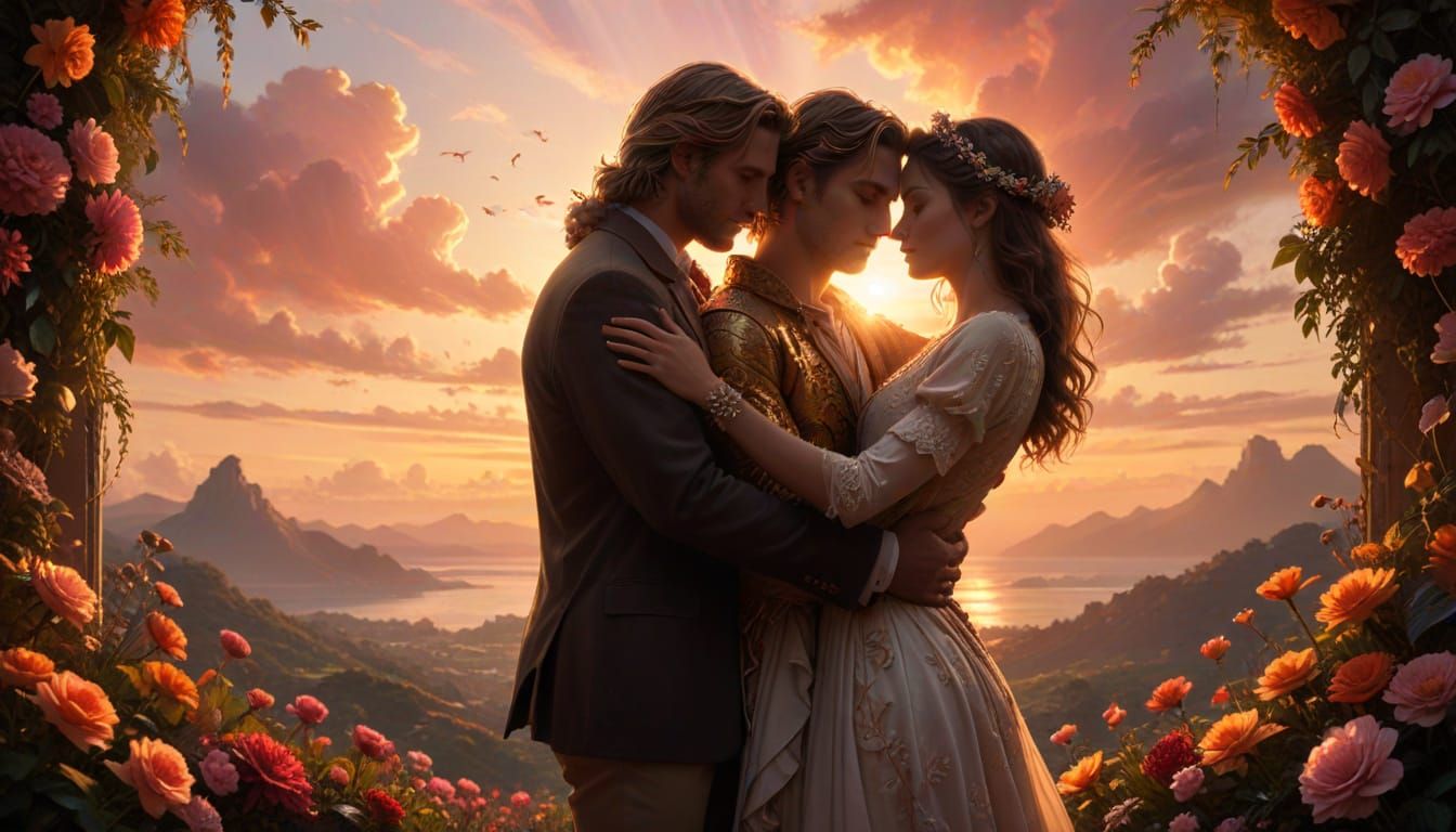 Golden Hour Romance in Epic Digital Art