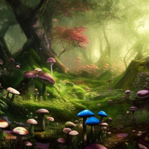 Magical Fairycore Forest in Dark Fantasy Style