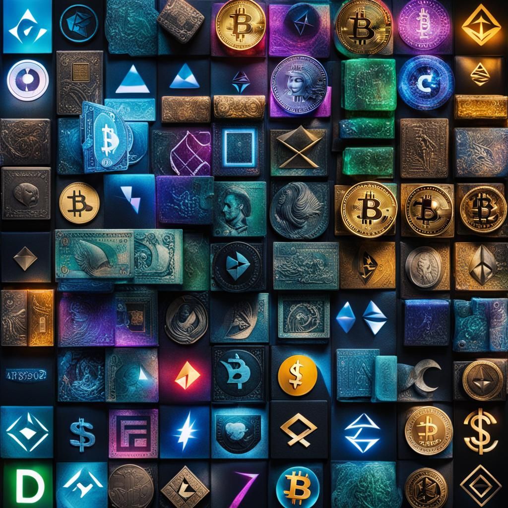 Dynamic Crypto Culture Collage with Digital Currency Aesthet...