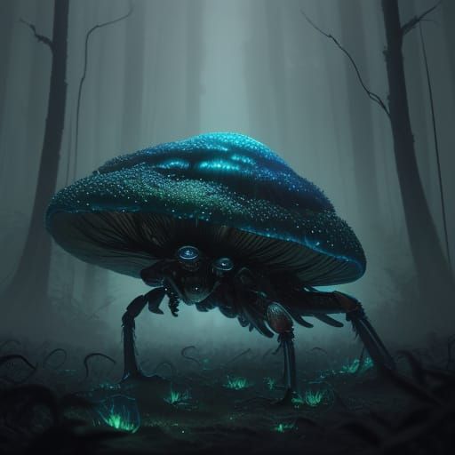 Ethereal Creature in Mysterious Forest Landscape