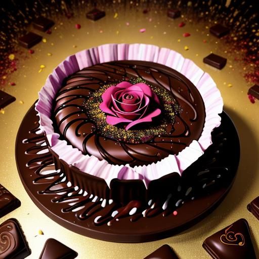 Hyperdetailed Surreal Chocolate Rose with Lightning