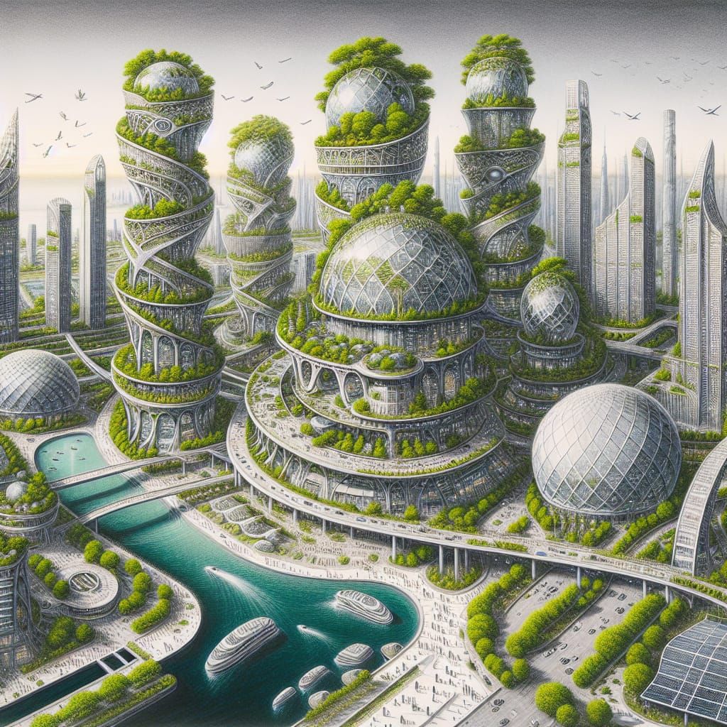 Eco-Futuristic Metropolis in Harmony with Nature