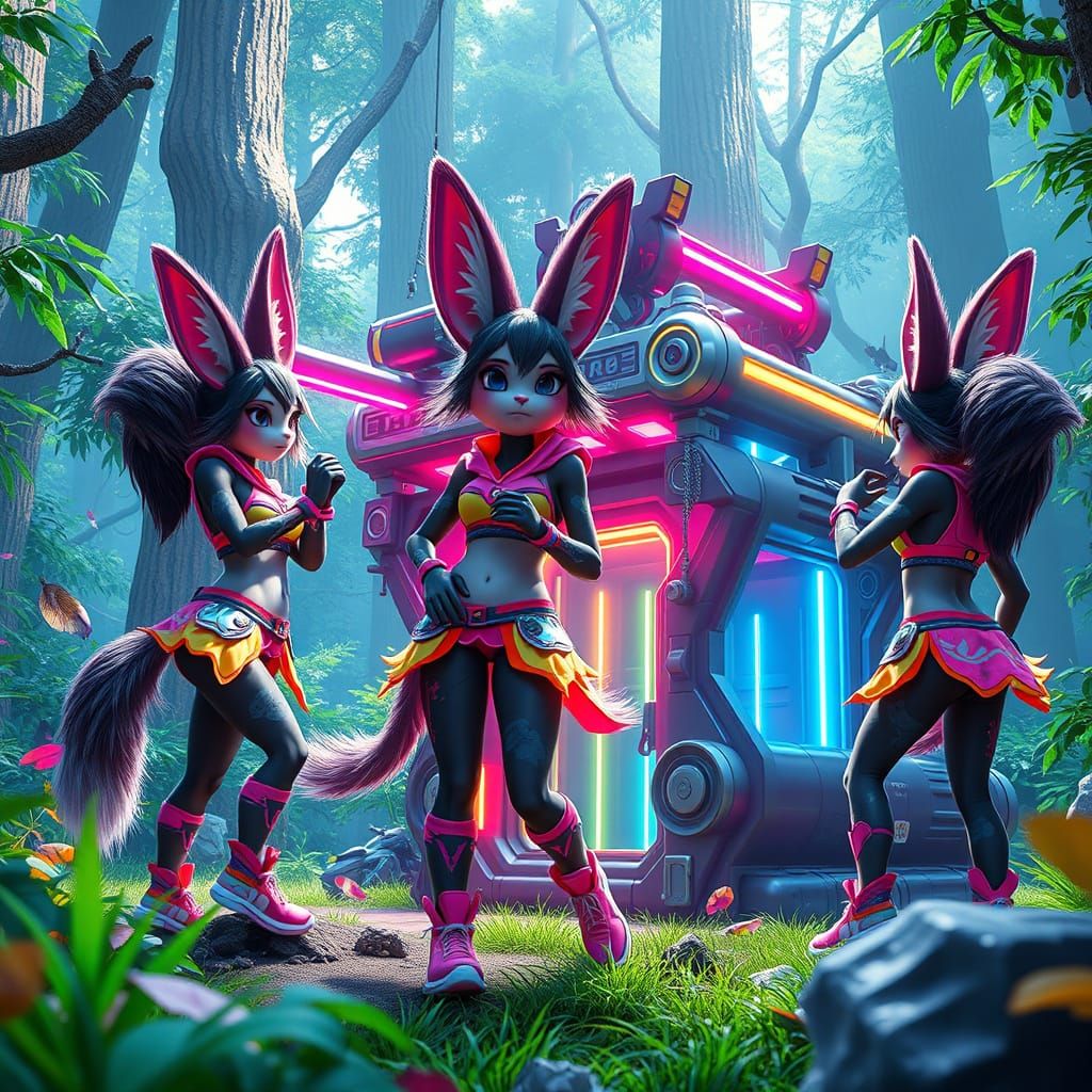 Furry Female Kitsunes Build Futuristic Gym for Charity in Wh...