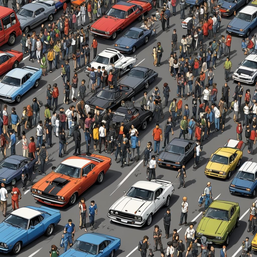 Dynamic Anime Scene in Manga Style