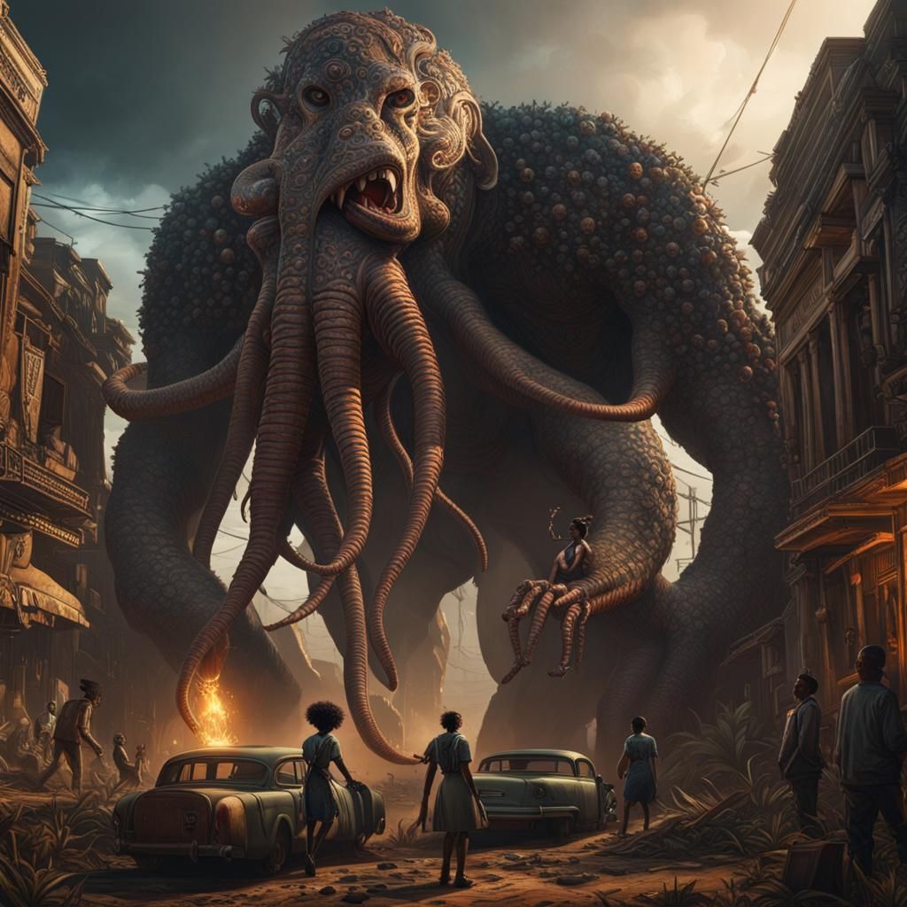 Afropunk Dystopia: Lovecraft Monster Attack