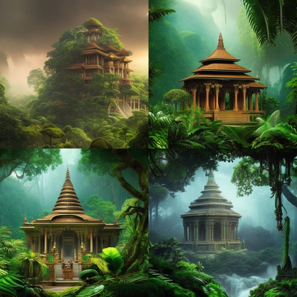 Epic Jungle Temple Digital Matte Painting
