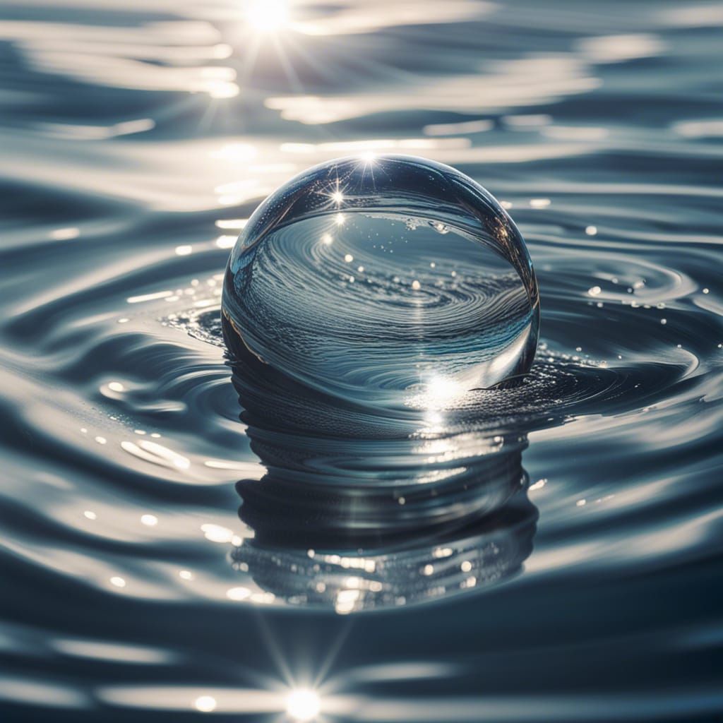 Water Sphere Suspended in Air: Hyperrealistic Splash Art