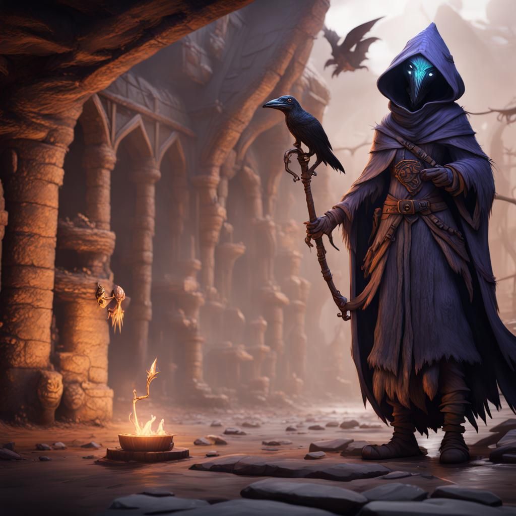 Female Kenku Character Art in Fantasy Style